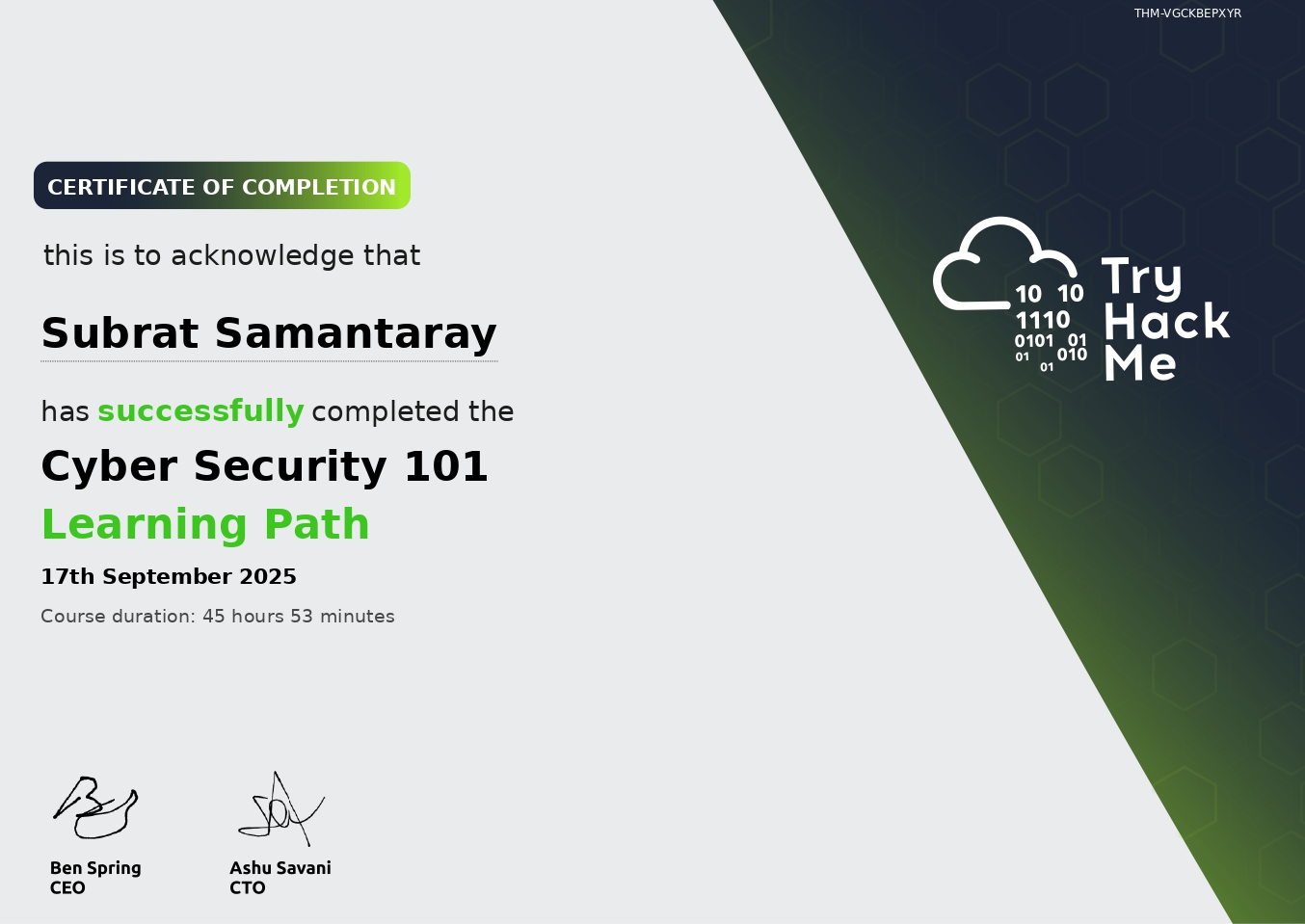 Cybersecurity 101 Certificate