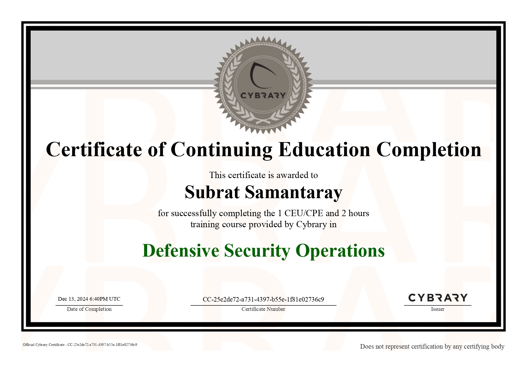 Defensive Security Operations Certificate