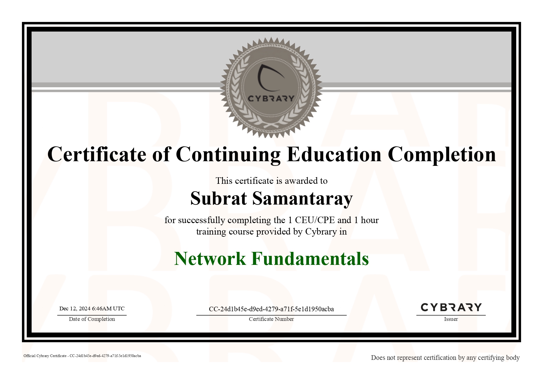 Network Fundamentals Certificate